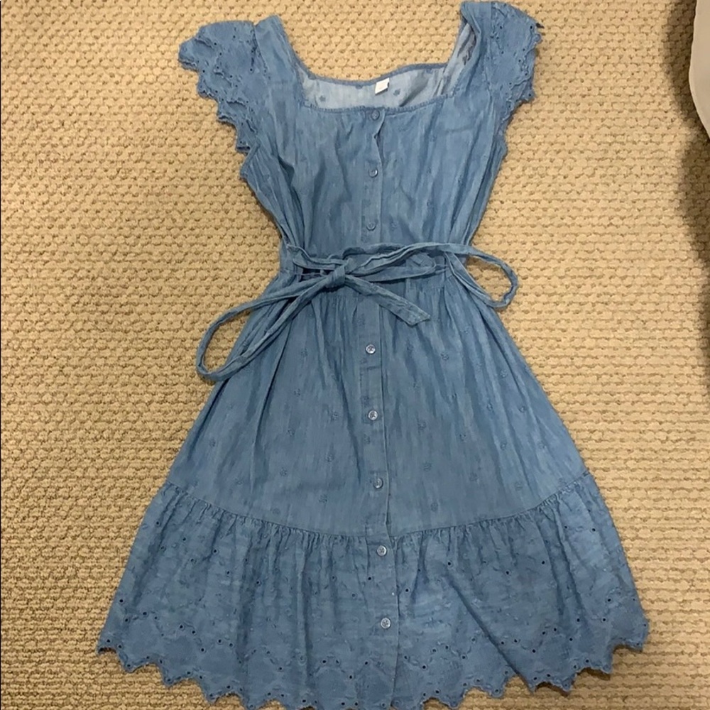 blue ruffle dress
